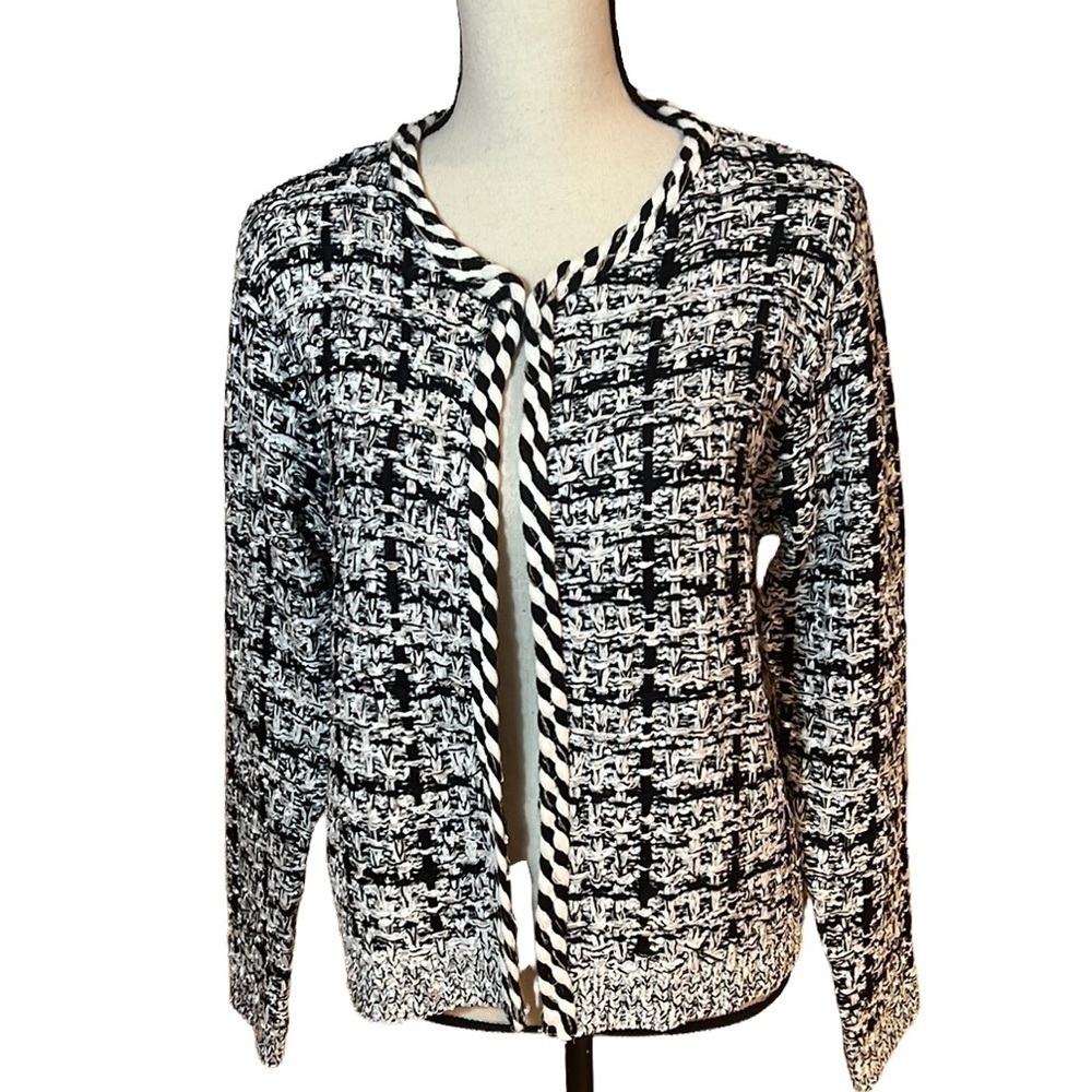 Sioni Black And White Cardigan Sweater Sz-M